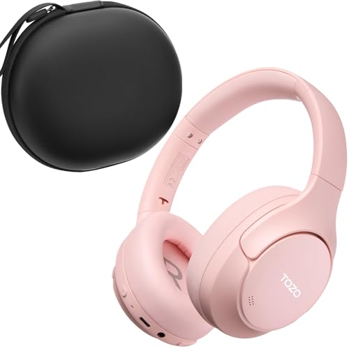 Image of TOZO HT3 Hybrid Noise Cancelling Headphones, 90H Battery Life Wireless Over Ear Bluetooth 6.0 Foldable Headset, AI Voice Assistant with 5 Mics, Connect 2 Devices & Hi-Res Sound, 32 Audio EQ, with Case