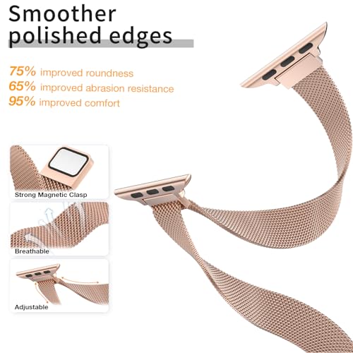 MARGE PLUS Slim Milanese Loop Compatible with Apple Watch Band for women 41mm 40mm 38mm 42mm 46mm 45mm 44mm, Stainless Steel Strap work on iWatch Series 11 10 9 8 7 6 5 4 3 & SE 3 2 1 by MARGE PLUS - Image 3