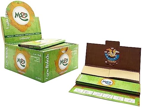 BONGCHIE Mozo with Filter Unbleached Rolling Paper (Brown) – 22 Booklets Pack | 32 Sheets & Perforated Tips per Booklet | Natural, Gummed, Slow-Burning, High-Quality Rolling Papers