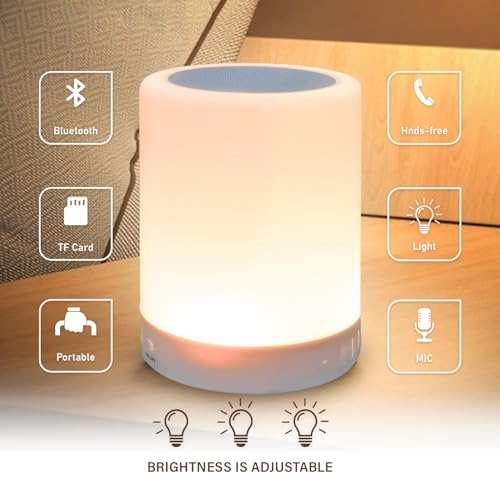 Image of Gift Me Bazar Led Touch Speaker with Portable Night Light | Smart Colour Changing Touch Control | Wireless Bluetooth Speaker | Bedside Table Lamp with Multicolored