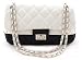 Ecosusi Women Fashion Sythetic Leather Purse White and Black Diamond Quilted Office Shoulder Handbags