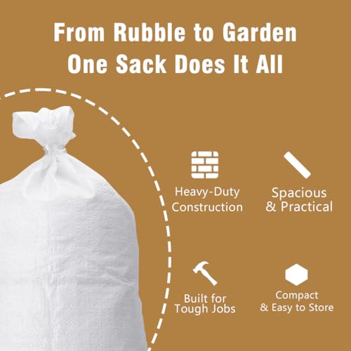 20 Heavy duty Garden Waste bags Woven Sacks Polypropylene PP Strong Rubble Sacks builder bag Woven Bags Rubble bag 50x75cm 4 20 Heavy duty Garden Waste bags Woven Sacks Polypropylene PP Strong Rubble Sacks builder bag Woven Bags Rubble bag 50x75cm - Image 4