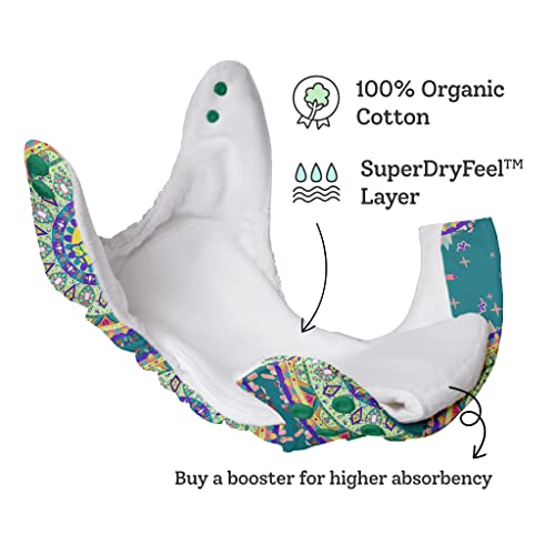 Image of SuperBottoms UNO Freesize Cloth Diaper | Cloth diaper for babies 3M to 3Y | Washable & Reusable cloth diaper | Comes with cloth diaper inserts | 1 Organic cotton Soaker + 1 Booster (SuperBum <3)