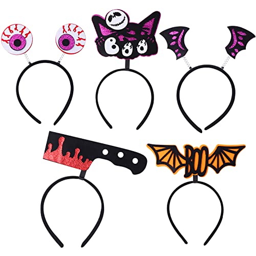 AnJeey Serre Tete Halloween, 5 Pièces Serre-tête avec Différents Modèles pour Enfants et Adultes Cosplay Bandeau Décoration de Bandeau de fête d'horreur d'halloween