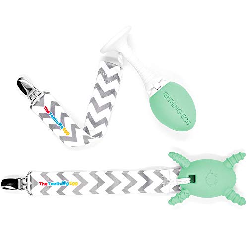 Image of Baby Must Haves - Teething Egg Mint Green Bundle Baby Rattle Teether Toys, Development Toys for 3 Months up to 18 Months, Infant Sensory Toys, 6 Month Old Baby Essentials