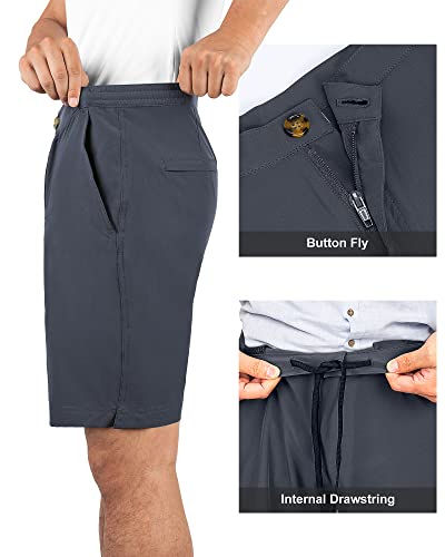 33,000Ft Mens Classic-Fit 9" Shorts Quick Dry Golf Shorts Elastic Waist Drawstring Casual Daily Shorts For Hiking, Camping, Fishing Gray #TOP4