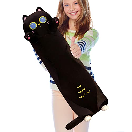 corpo gato,35.43in Long Cat Travesseiro Pelúcia Bonito Dos Desenhos Animados Dormindo Abraços Traves