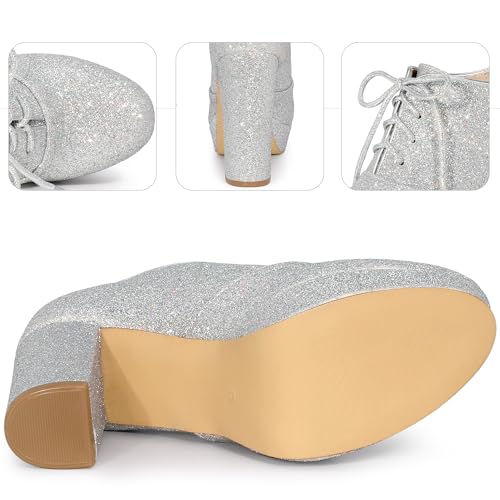 Perphy Lace up Chunky Heel Platform Glitter Ankle Booties for Women4