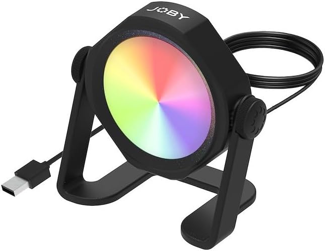 JOBY Beamo Studio Background Light, Mini Background Studio Light for Video, with GorillaPod, Kit for Content Creator, with 12 Colors, 360° Tilting, USB Compatible