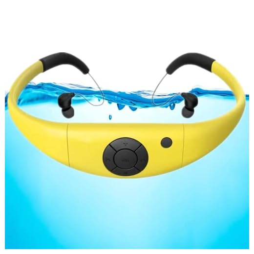 Waterproof MP3 Player for Swimming, Swimaudios IPX8 8GB Swim Headphones with Shuffle Feature,Underwater Headset/Earphones for Watersports, Diving(Yellow)