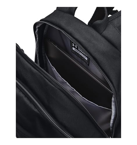 Under Armour Unisex Hustle 5.0 Team Backpack, (001) Black/Black/Metallic Silver, One Size Fits All4