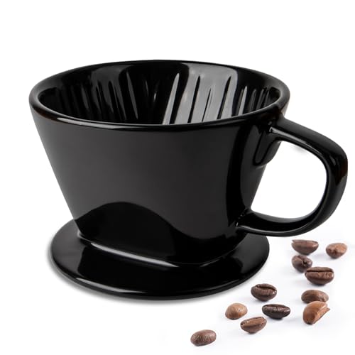 Image of DOWAN Pour Over Coffee Maker, Non-Electric Pour Over Coffee Dripper, Manual Brew Maker, Single Cups Porcelain Slow Brewing Accessories for Gifts, Black