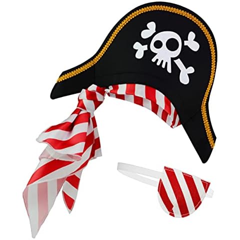 Pirate hat eye patch for kids children and teenagers caribbean captain costume Cover