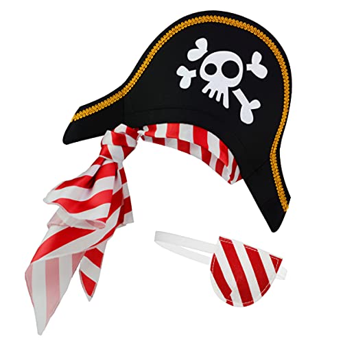 papapanda Pirate hat eye patch for kids children and teenagers caribbean captain costume by papapanda - Used condition - US$9.18