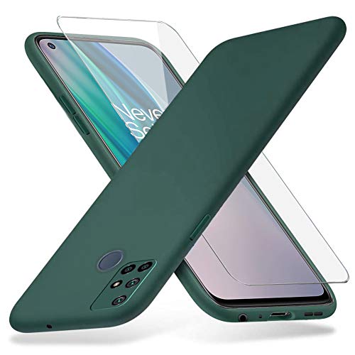 Richgle Cover OnePlus N10 & Pellicola Vetro Temperato, Sottile Silicone Morbido TPU Protettiva Custodia Cover Case per OnePlus N10 5G (6.49") - Verde Notte RG80879