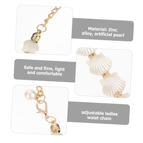 Shell Pearl Waist Chain Belt for Women Lightweight Dress Waistband Accessory Elegant White Synthetic Pearl Body Chain for Party Date Gift and Photo Prop3