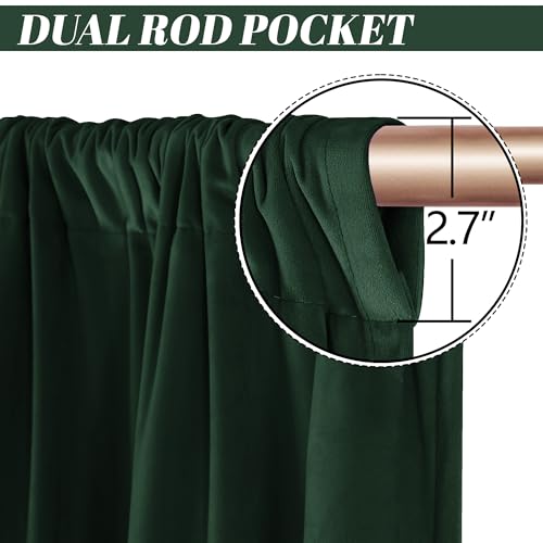 nanbowang Dark Green Velvet Curtains - 52"x 54" Soft Rod Pocket Thermal Insulated Window Treatment for Bedroom Living Room Light Filtering Drapes 2 Panels by nanbowang - Used condition - Image 3
