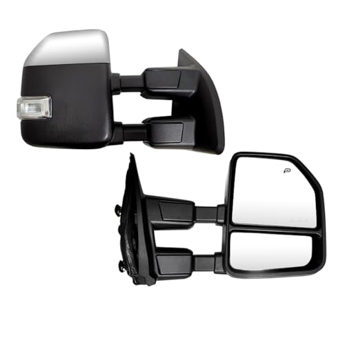 SUPDM Pair Set Towing Mirrors Compatible with 1999-2016 Ford F250 F350 F450 F550 Super Duty Truck Side Tow Mirrors with Turn Signal and Auxiliary Lamp (Chrome)
