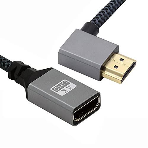 NFHK HDMI 1.4 Type A Male to A Female Extension Cable Right Angled 90 Degree Support HDTV 4K 60hz 3D, black 1