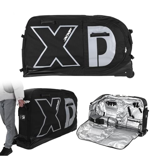 Bike Travel Bag with Wheels & Handles Bicycle Travel Case with Separate Wheel Compartment Road Bike Suitcase Bike Box for 700C Road & 26-29 Mountain Bikes Air Travel Airplane Storage Transport