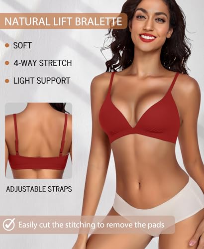 Wireless Bralettes for Women No Underwire Bras Sexy V Neck Everyday Bra with Adjustable Straps4