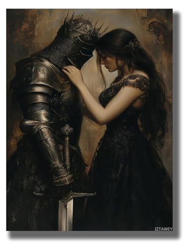 Gothic Armor Knight And Woman Canvas Painting