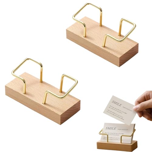 La Mejor Lista de Soporte para tarjetas para comensales los preferidos por los clientes. 47 2PCS De Madera Soporte Para Exhibición De Tarjetas De Visita,Soportes de Metal Dorado para Tarjetas de Visita para Hombre y Mujer, Organizador de Tarjetas de Visita para...