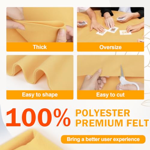 Image of XSEINO Sand Yellow Large Felt Fabric 36 inch X 36 inch(1 Square Yard), 1.4 mm Thick Soft Felt Fabric Sheet for Crafts, Yellow Series Colors Soft Nonwoven Fabric, Fit for Decoration, Sewing, DIY Crafts