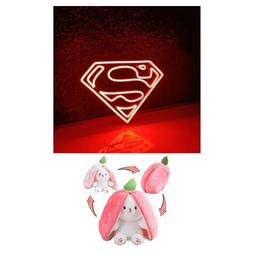 Image of EITHEO Stuffed Animal Plushie Stuffed Toy for Kids (Neon Superman + Bunny)