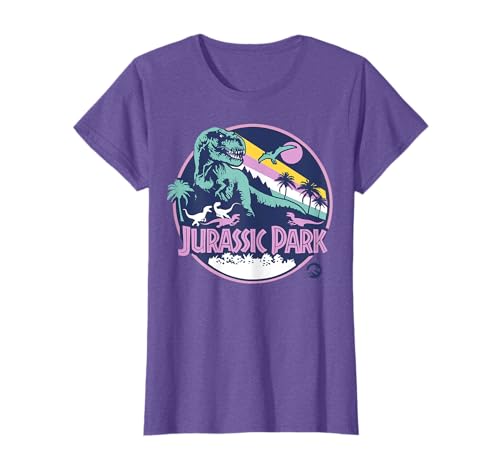 Jurassic Park Purple Retro Dinosaur Scene T-Shirt