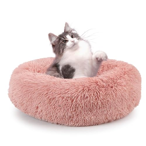 LATRAT 1 cuccia morbida per animali domestici, rotonda, lavabile, per cani o gatti, per gatti e cani di piccola taglia, 40 cm, rosa