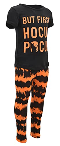 Image of Unique Baby 2 Piece Girls Printed Leggings Outfit with Short Sleeve Shirt Kid and Toddler Clothes Set