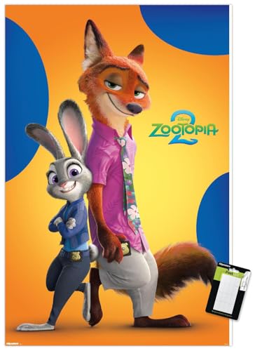 Trends International Disney Zootopia 2 (2025) - Nick & Judy Wall Poster, 22.4L x 14.7W, Premium Poster & Mount Bundle