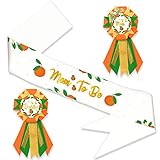 LXlucktim Orange Baby Shower Sash for Baby Shower, Mom to be Sash Cuties Theme Neutral Mom to Be & Daddy to Be Corsage Include Gold Glitter Letters Sash