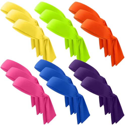 Hiboom 18 Pack Tie Headband Bulk Sports Tennis Headband for Men Women Ninja Karate Head Tie Athletic...