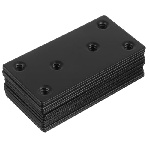 OSALADI 10pcs Black Stainless Steel Metal Strip with Holes Mending Plates for Wood Metal Brackets for Shelves Metal Bracket