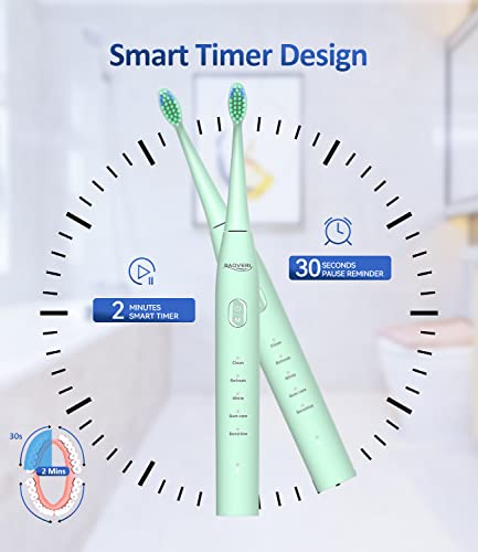 Baoveri Electric Toothbrush With 6 Brush Heads For Adults&Kids, Sonic Electric Toothbrushes, 5 Modes, 2 Minutes Smart Timer, 4 Hours Fast Charge For 60 Days #TOP6