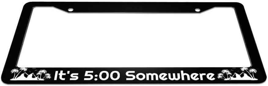 License Plate Frame It's 5:00 Somewhere Stainless Steel License Plate Frame with 2 Holes & Free Screws 12.2 x 6.3 Inches image 3