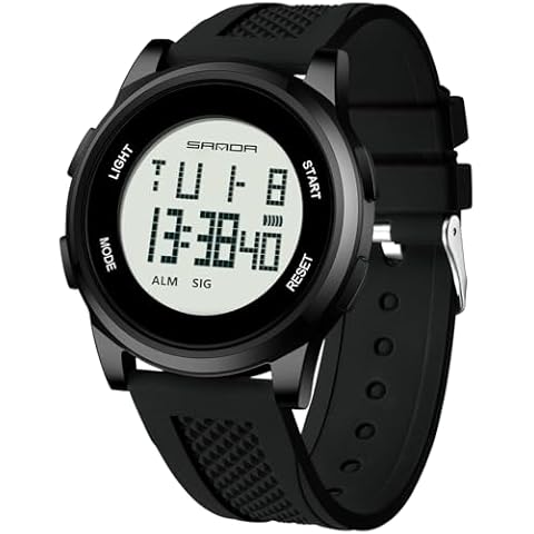 Men Watch for Men Women Unisex Watch Ultra-Thin Minimalist Sports Digital Watches Alloy Waterproof Watches with Wide-Angle Display Rubber Strap Alarm Light Stopwatch Multi-Functional WristWatch Cover