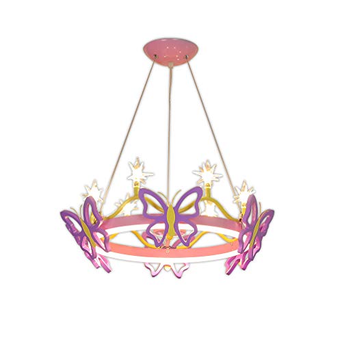 Lustre papillon G4 pour chambre de fille et bébé, plafonnier violet intensité réglable