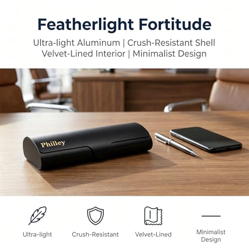 Image of Philley Aluminum Ultra-Light Eyeglasses Case Hard Shell Nearsighted Glasses Case for Women & Men
