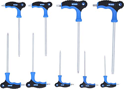 BRILLIANT TOOLS BT041200 Jeu de clés mâles coudées percées Torx® à poignée en T, 9 pièces [Powered by KS TOOLS]