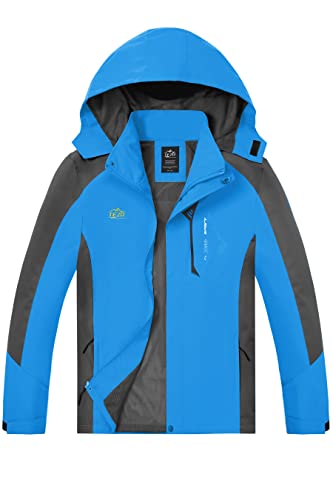 Image of Mens Rain Jacket Waterproof with Hooded Hiking Coat Lightweight Windbreaker | Windproof Mountain Jacket,Multi Zip Pockets Windbreaker,Work,Breathable,Fishing,Active Performance Shell Jackets,Outer Layer