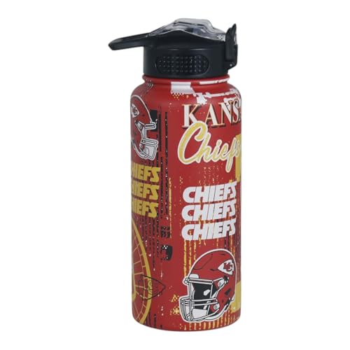 Proformance Home NFL Kansas City Chiefs ProPress Homefield Mashup 32oz Stainless Steel Water Bottle Press Top Lid