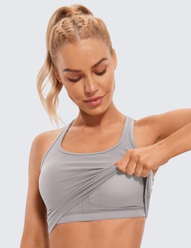 Image of CRZ YOGA Butterluxe Racerback Crop Tank Tops | Light Support, Removable Pads, Yoga, Extremely Soft, Scoop Neck, Longline Sports Bras for Women
