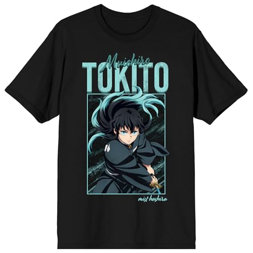 Demon Slayer Infinity Castle Muchichiro Tokito Adult Black Crew Neck Short Sleeve T-Shirt-XL