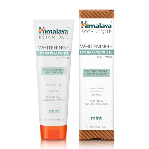 Himalaya Fluoride Free Botanique Whitening Nano Hydroxyapatite Toothpaste, Support Enamel Strength & Integrity, Great for Sensitive Teeth, SLS Free & Vegan, Mint, 4 oz