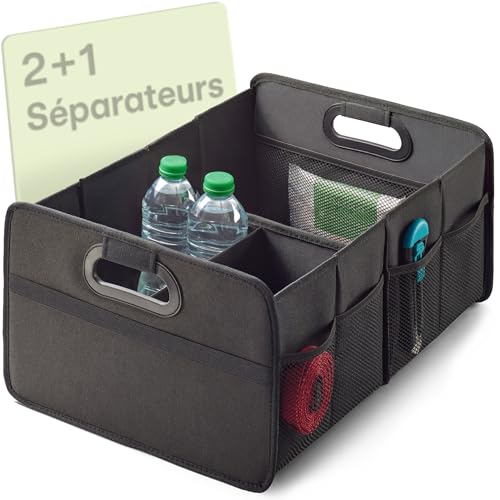 Praknu Organisateur de Coffre Pliable XL – 3 Compartiments...