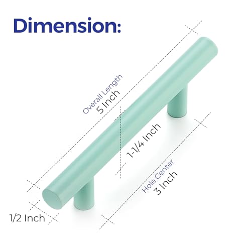 Image of Ravinte 60 Pack | 5 Inch Cabinet Pulls Green Stainless Steel Kitchen Drawer Pulls Cabinet Handles 5 InchLength, 3 Inch Hole Center