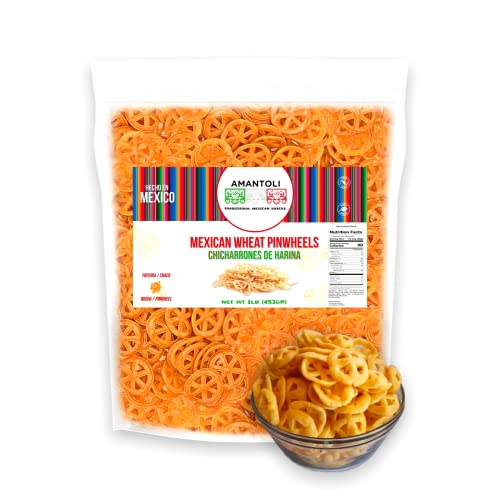 Amantoli - Mexican Duritos Pinwheel Wheat 1Lb (453gr) Snack, Traditional, Crunchy, Delicious | Chicharron/Fritura De Harina En Forma De Rueda Para Freir | Made In Mexico.